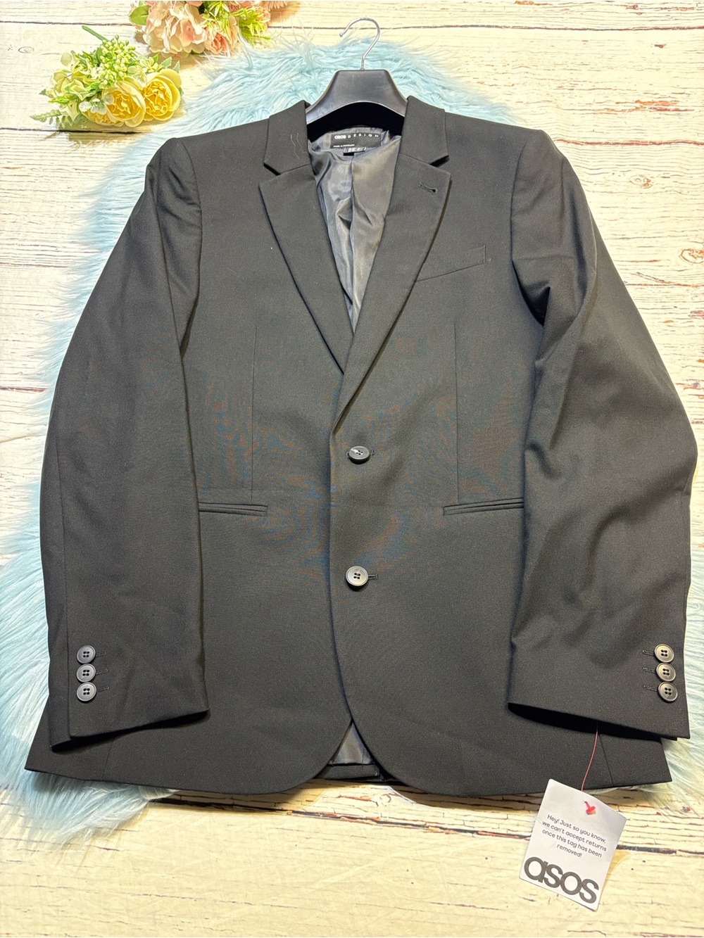 NWT ASOS DESIGN Slim Suit Jacket in Black sz 38S